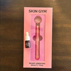 Skin Gym Vibrating Rose Quartz Facial Massage Tool & BareMinerials Oil MSRP $70